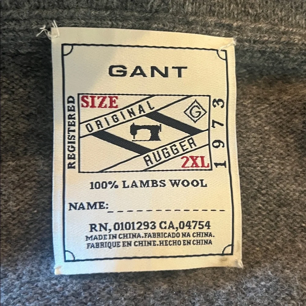 GANT Original Rugger Striped Lambswool Zip Up Hoodie, size 2XL
